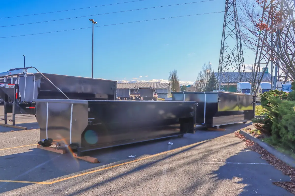 Roll-off dumpster ready for waste disposal at job site for 2 Yard Dumpster Rental in New Garden